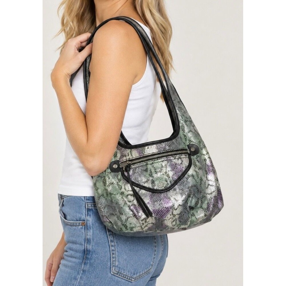 SIMPLY VERA Vera Wang Womens Shoulder Bag Iridescent Snakeskin Purse Multicolor